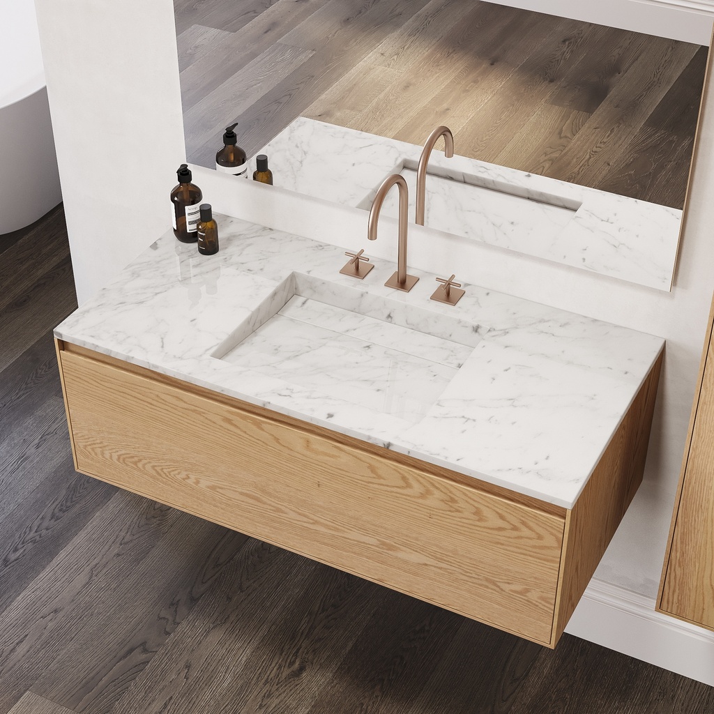 Cassiopeia Marble Single Vanity Top Carrara Side