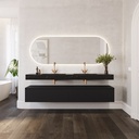 Cassiopeia Slim Marble Double Wall-Hung Washbasin Marquina Front