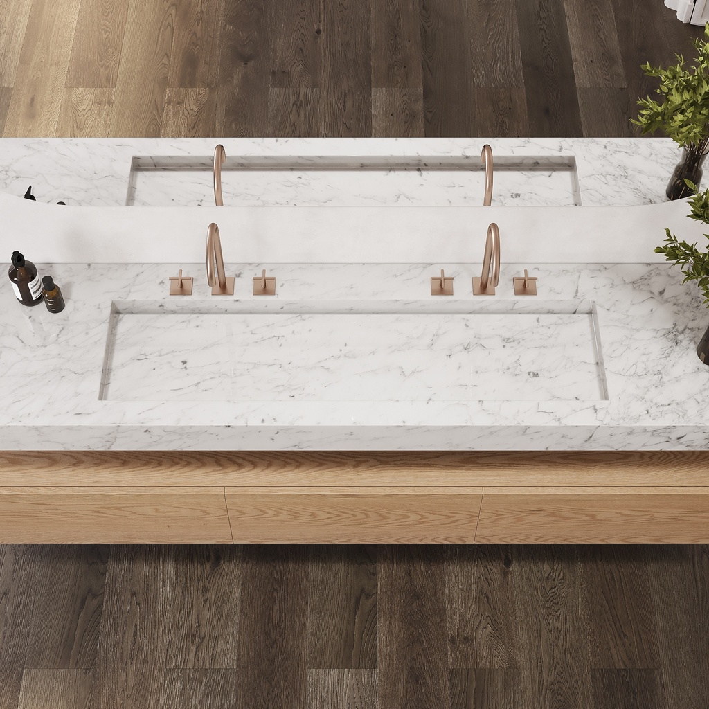 Gliese Plus Slim Marble Wall-Hung Washbasin Carrara Top