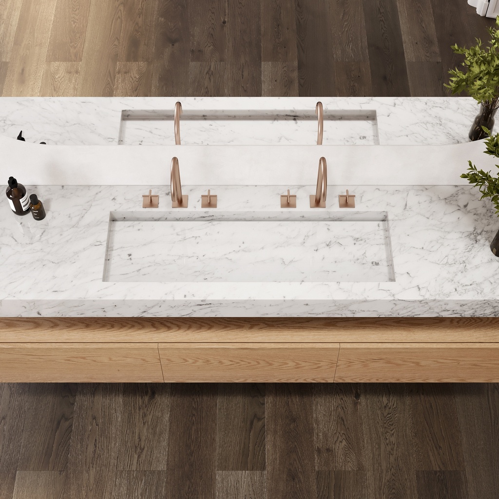 Gliese Plus Slim Marble Wall-Hung Washbasin Carrara Top