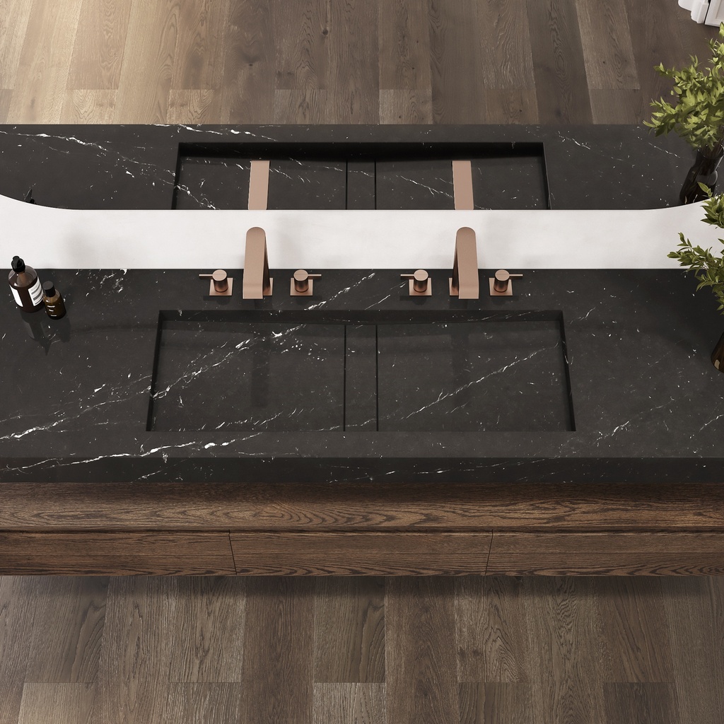 Hatysa Plus Slim Marble Wall-Hung Washbasin Marquina Top