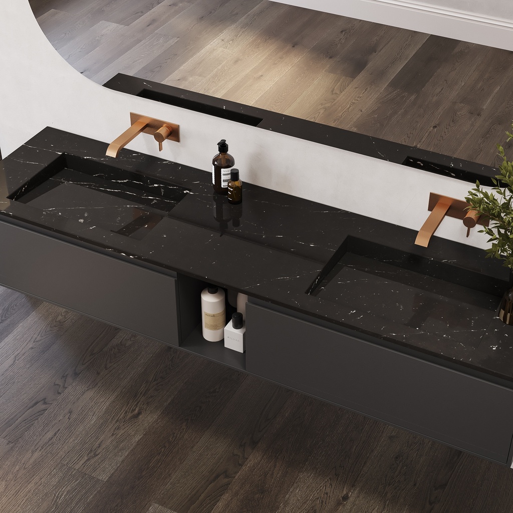 Sagitta Marble Double Vanity Top Marquina Side