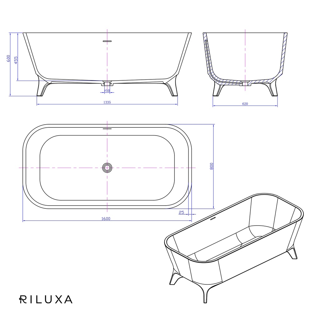 Miram Freestanding Bathtub 160cm td