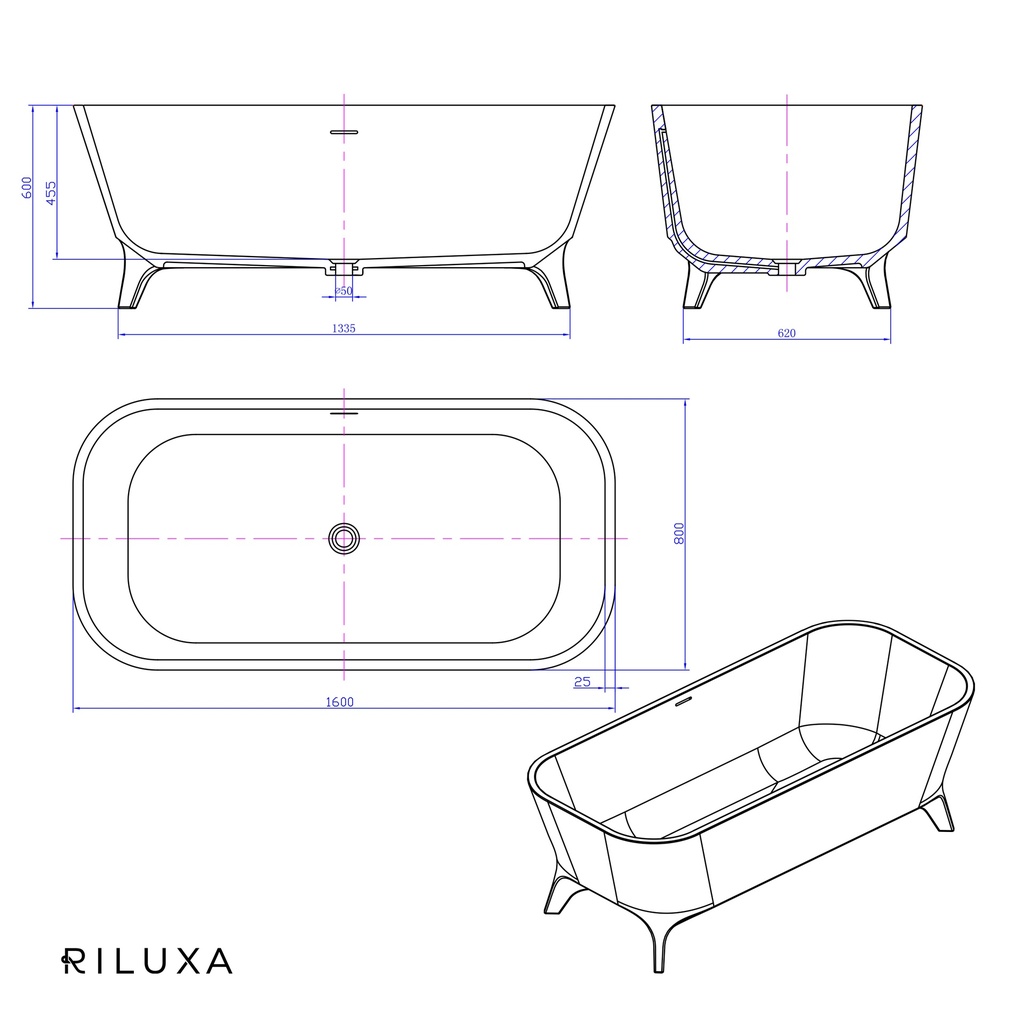 Miram Freestanding Bathtub 160cm td