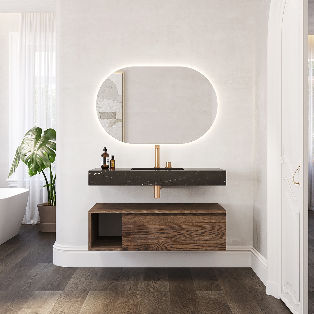 Cassiopeia Slim Marble Single Wall-Hung Washbasin Marquina Front