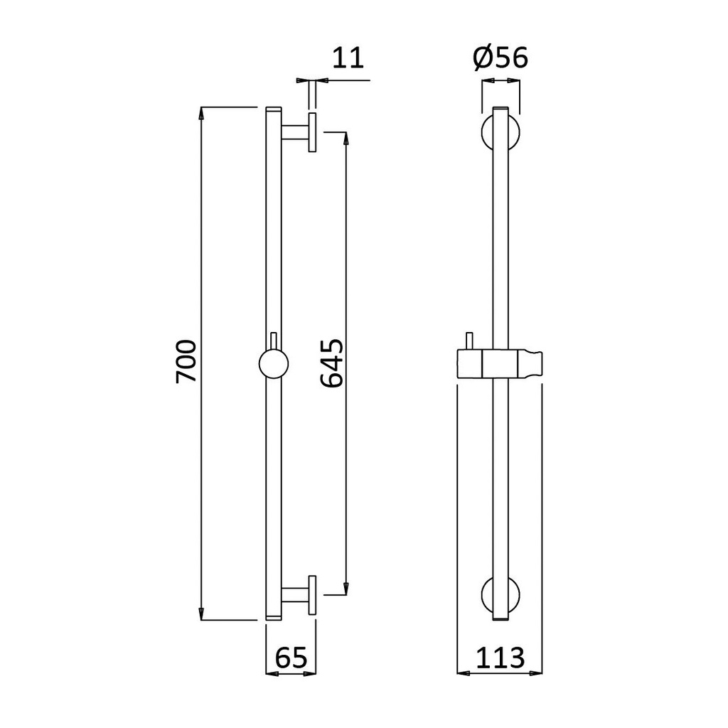 ABS Shower Rail EloX- 1455704 Bruma TD