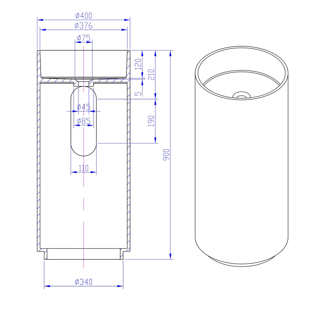 Tower Freestanding Washbasin TD