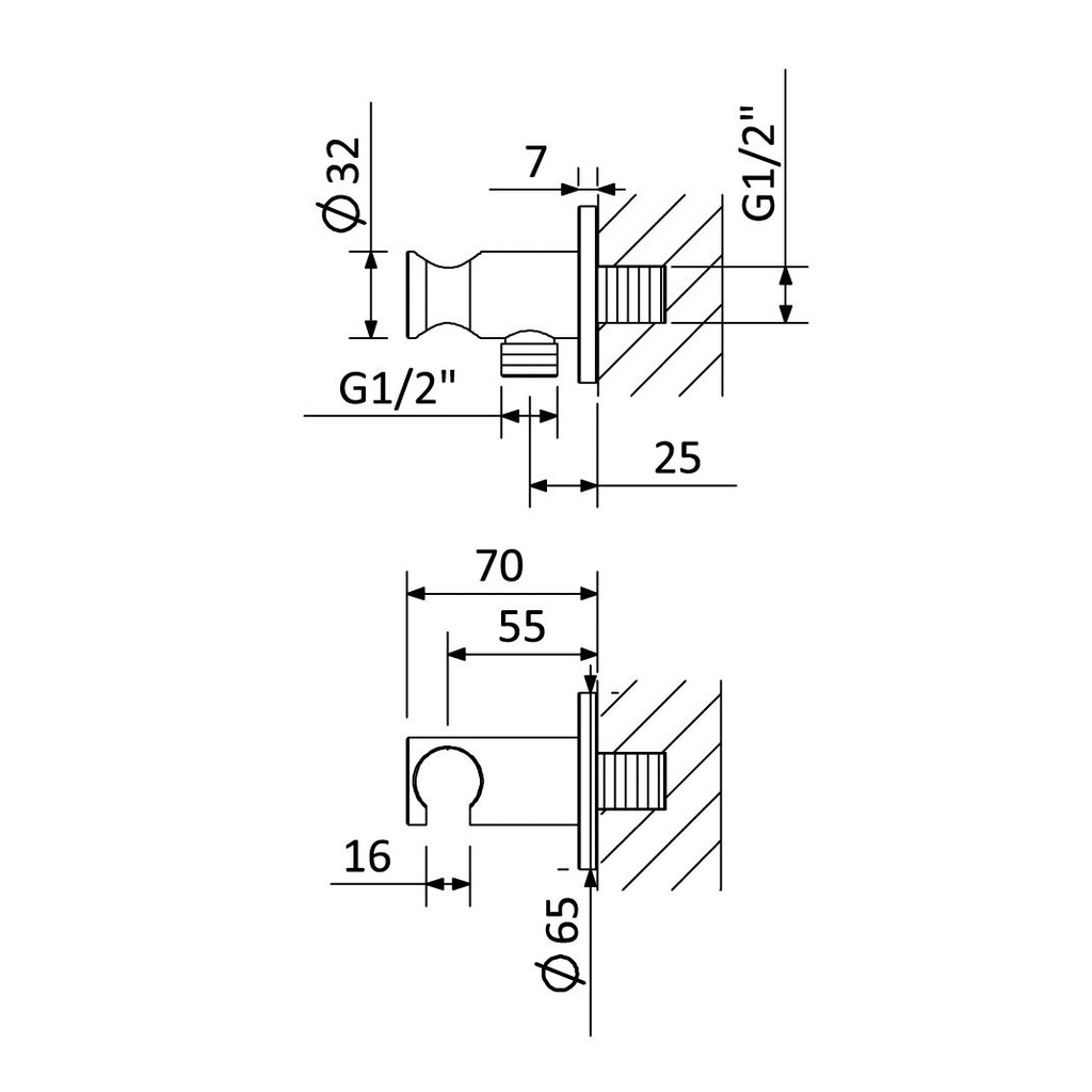 BUILT-IN ELBOW WITH SHOWER HEAD SUPPORT BlueR- 1455902 Bruma TD