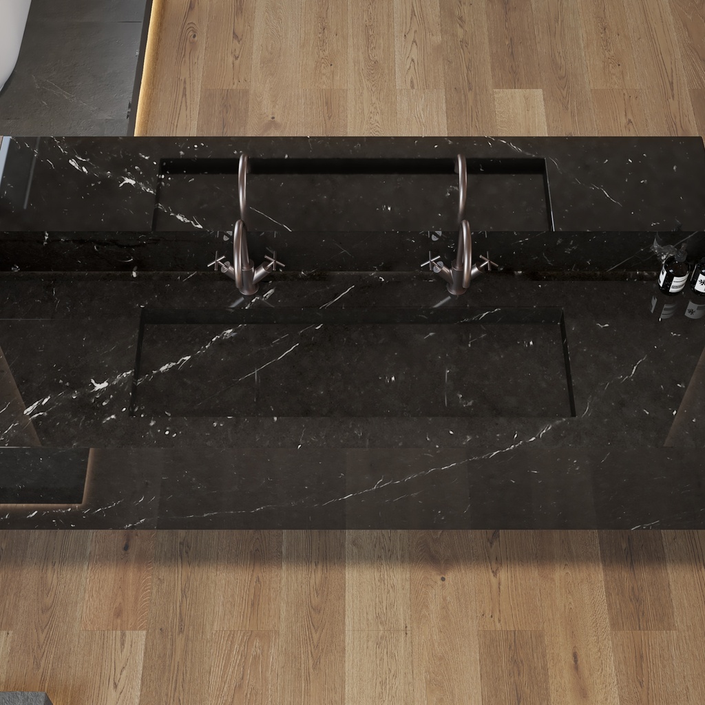 Gliese Plus Deep Marble Wall-Hung Washbasin Marquina Marble Top