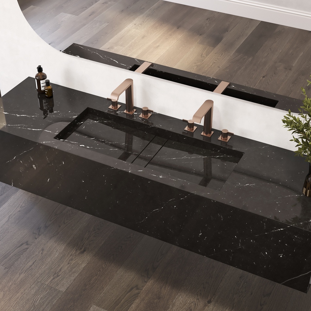 Hatysa Plus Deep Marble Wall-Hung Washbasin Marble Marquina Side