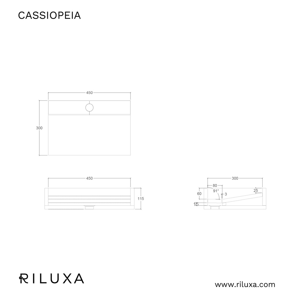 Cassiopeia Slim Travertine Double Wall-Hung Washbasin TD