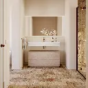 Gaia Wood Freestanding Bathroom Cabinet | 2 Stacked Drawers Standard Overview Light