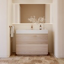 Gaia Wood Freestanding Vanity Unit with Corian® Basin | 2 Stacked Drawers Standard Front Light