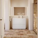 Gaia Classic Edge Freestanding Vanity Unit with Corian® Basin | 2 Stacked Drawers Standard Overview Glacier White