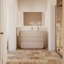 Gaia Wood​ Edge Freestanding Vanity Unit with Corian® Basin | 3 Stacked Drawers Standard Overview Light