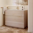 Gaia Wood​ Edge Freestanding Vanity Unit with Corian® Basin | 3 Stacked Drawers  Standard Side Light