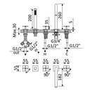 Hera Deck-mounted 5-hole bath/shower mixer - 1068200 Bruma TD