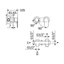 Concealed horizontal single lever mixer, with 2 outlets - 1941600 - BrumaTD