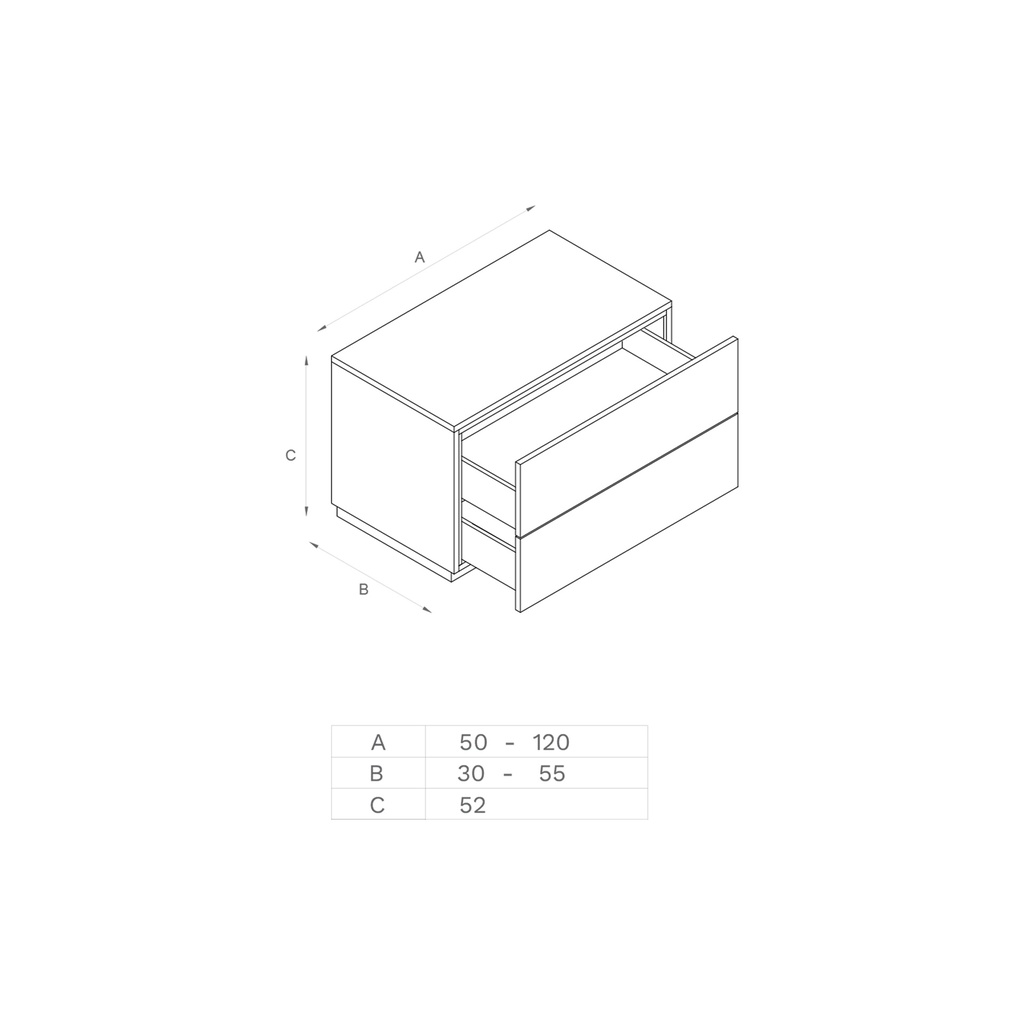 Gaia Wood Freestanding Bathroom Cabinet | 2 Stacked Drawers TD
