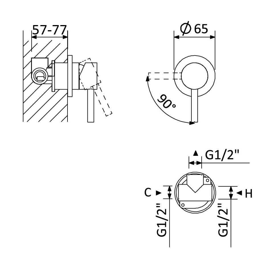 Concealed single lever mixer with 1 outlet - 1071201 - Bruma TD