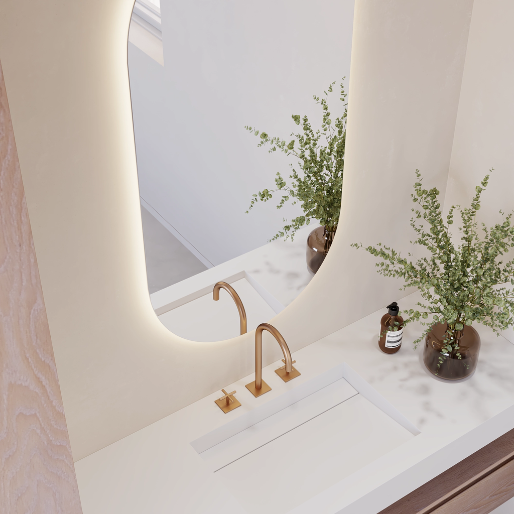 Stella Backlit Oval Mirror in Vertical Format Left