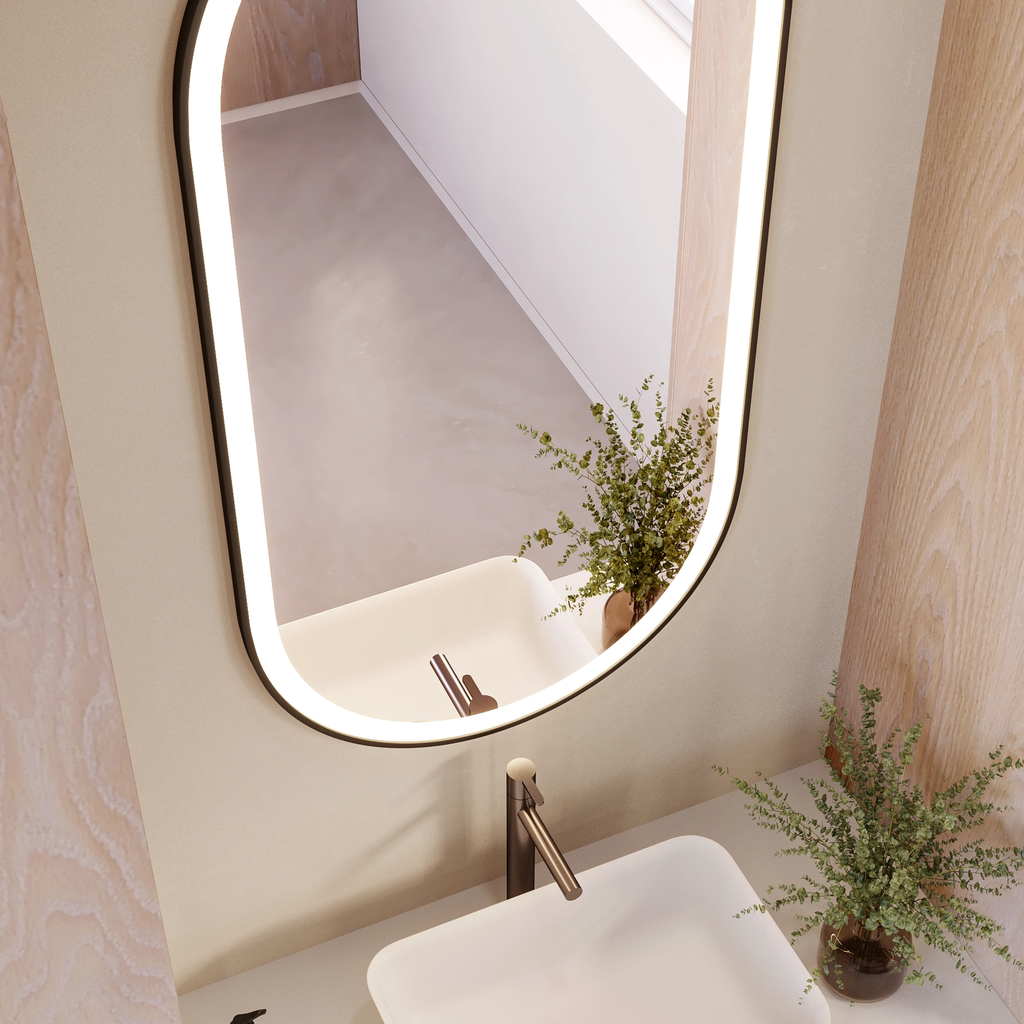 Elios Front & Backlit Oval Mirror Top
