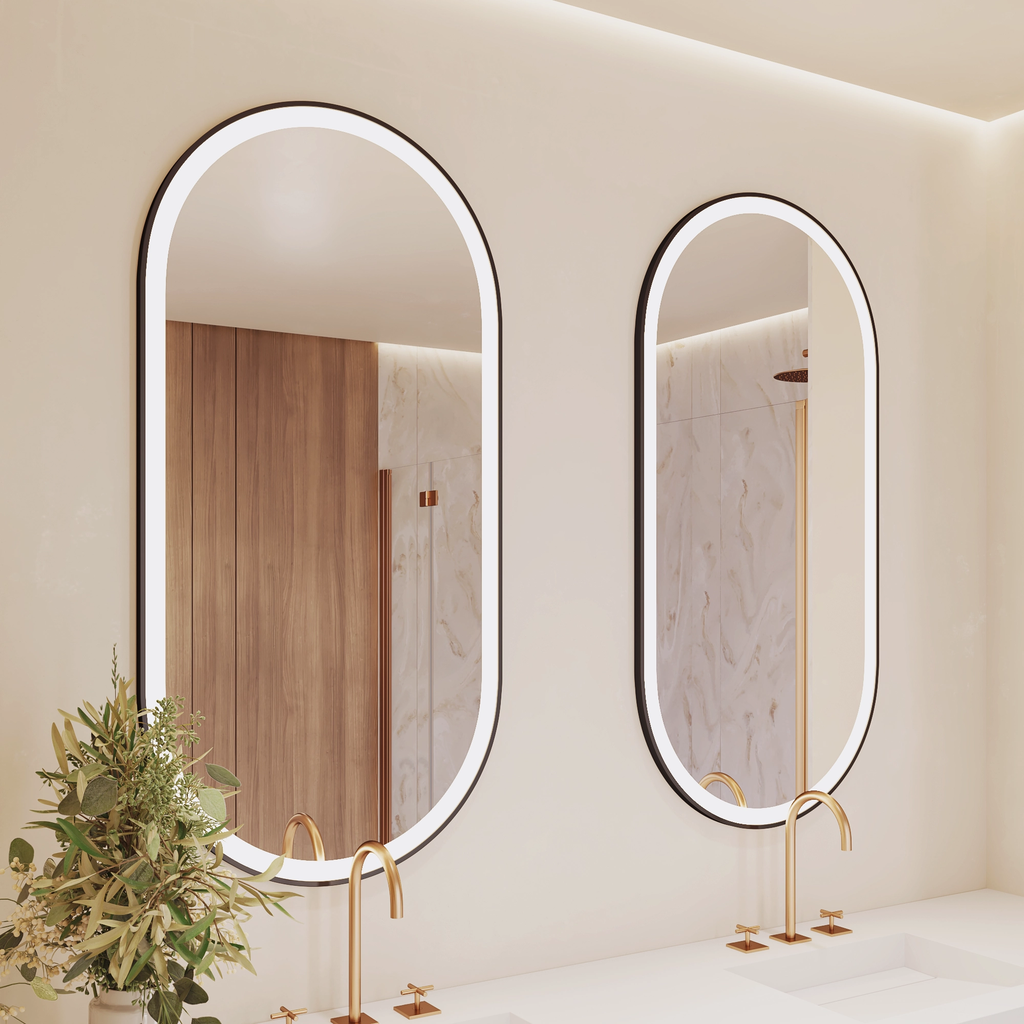 Elios Front & Backlit Oval Mirror Double Left