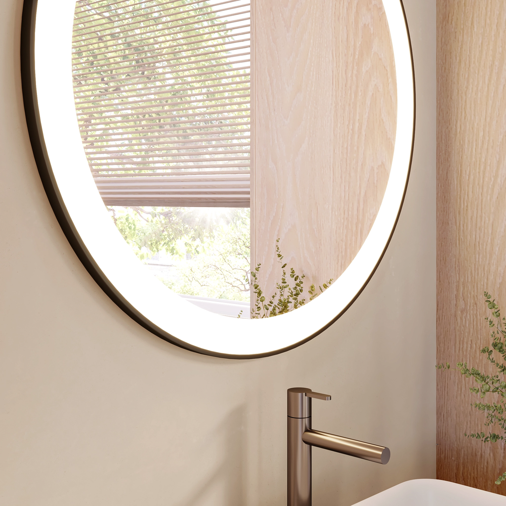 Selene Front and Backlit Round Mirror Detail