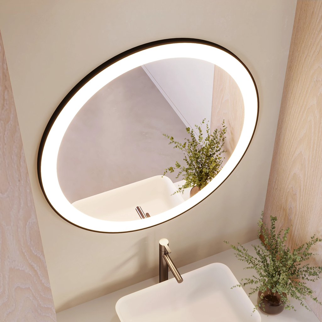 Selene Front and Backlit Round Mirror Top