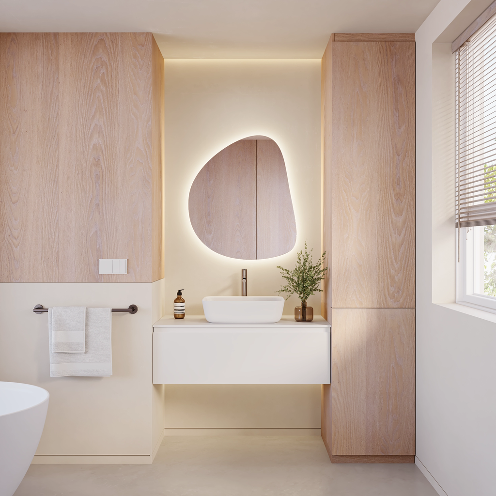 Opal Asymmetric Backlit Mirror Overview