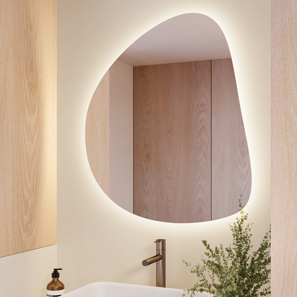 Opal Asymmetric Backlit Mirror Right