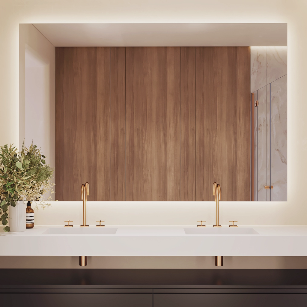 Halo Horizontal Backlit Mirror Double Front