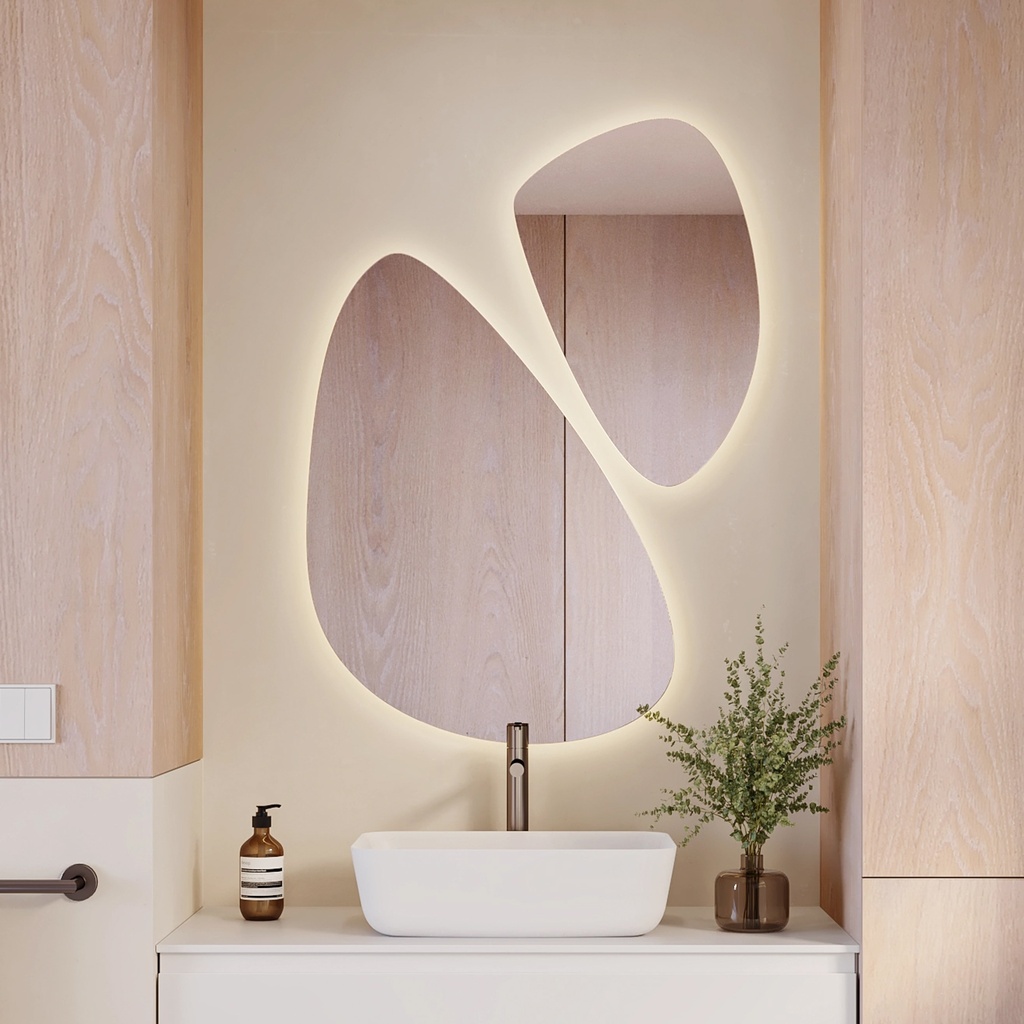 Elara Pebble Backlit Mirror 2 Front