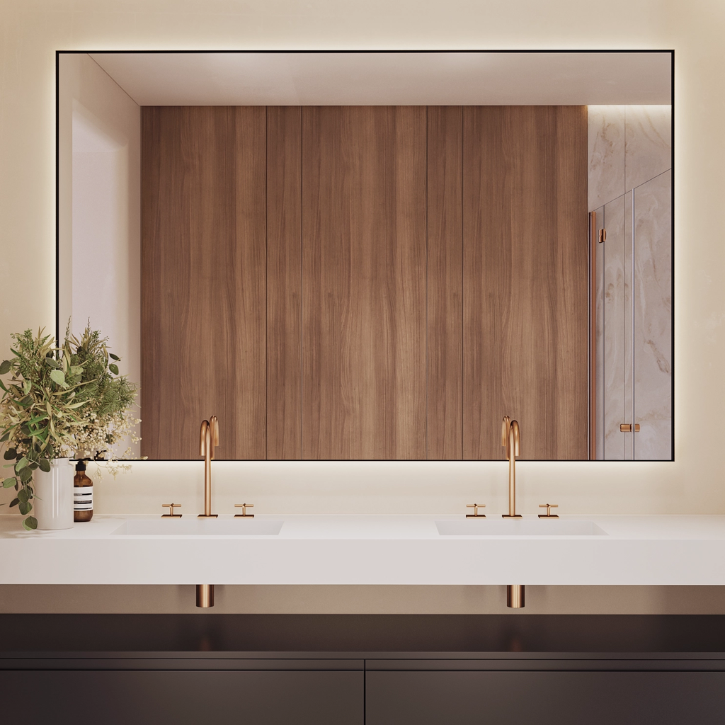 Atlas Backlit Mirror with Metal Frame | Horizontal Double Front