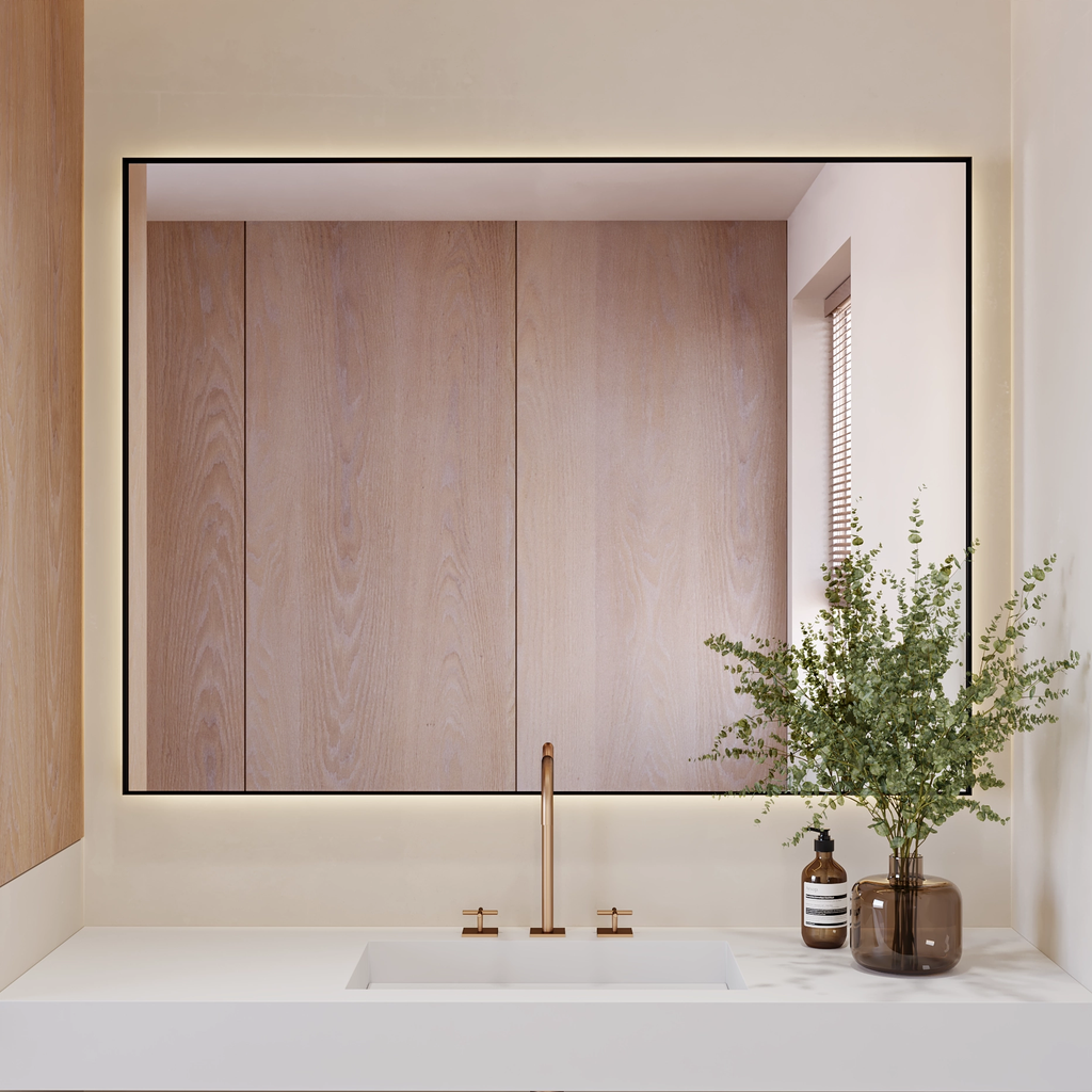 Atlas Backlit Mirror with Metal Frame | Horizontal Front
