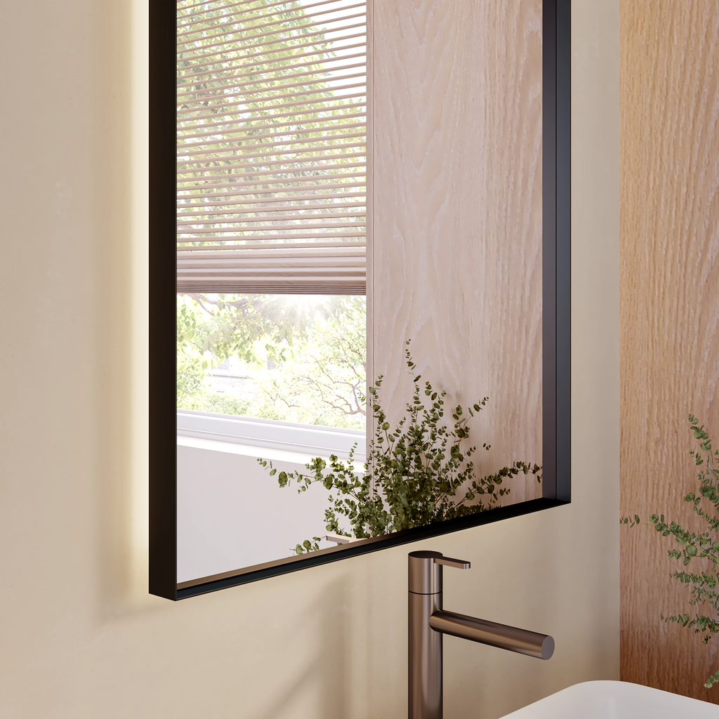 Atlas Backlit Mirror with Metal Frame | Vertical Detail