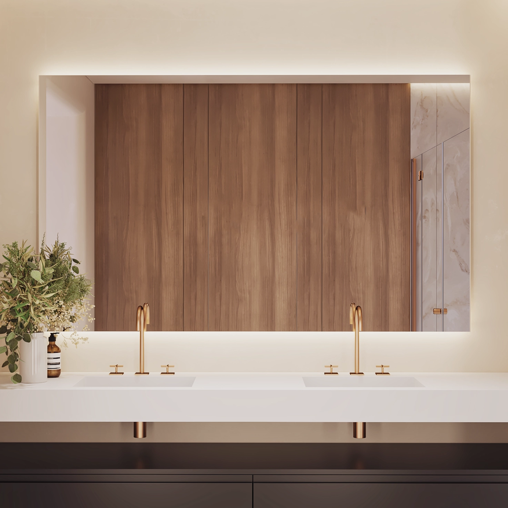 Astro Floating Backlit Mirror in Horizontal Format Double Front