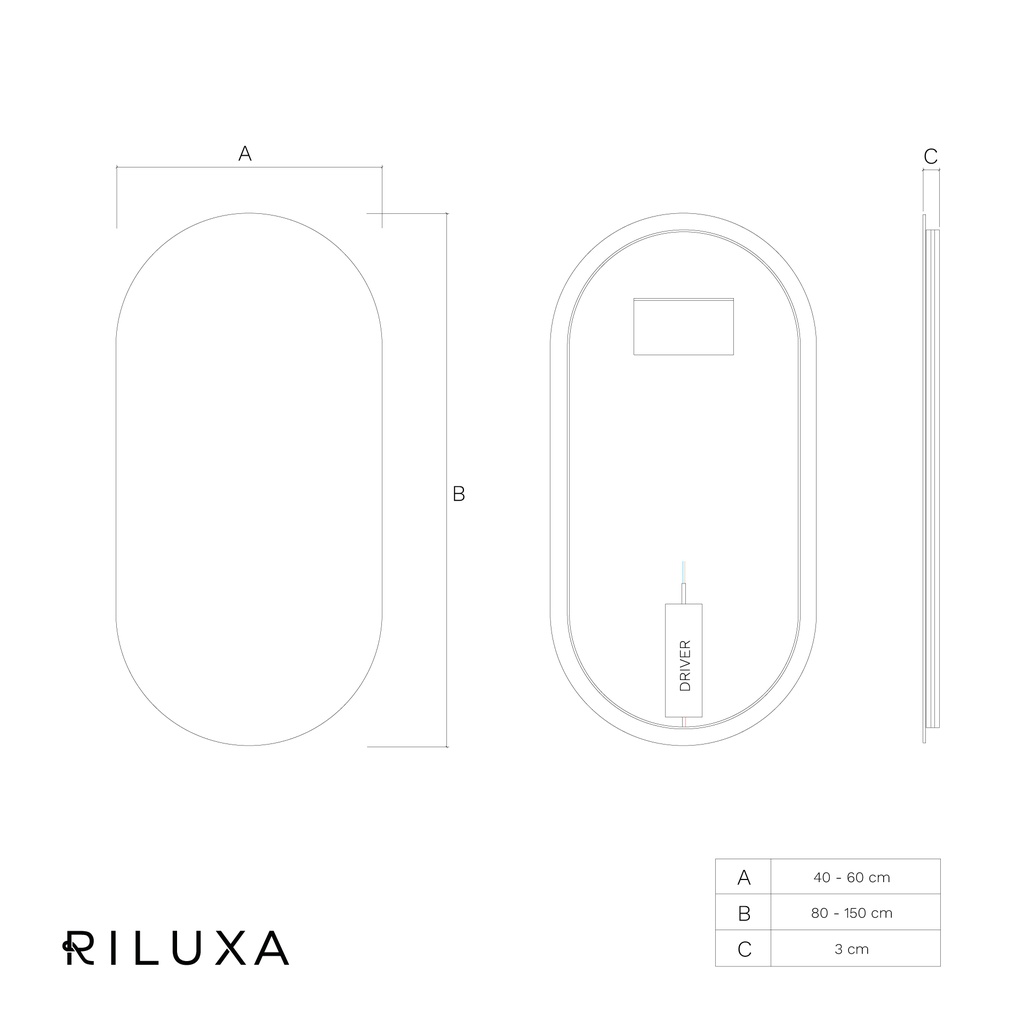 Stella Backlit Oval Mirror in Vertical Format TD