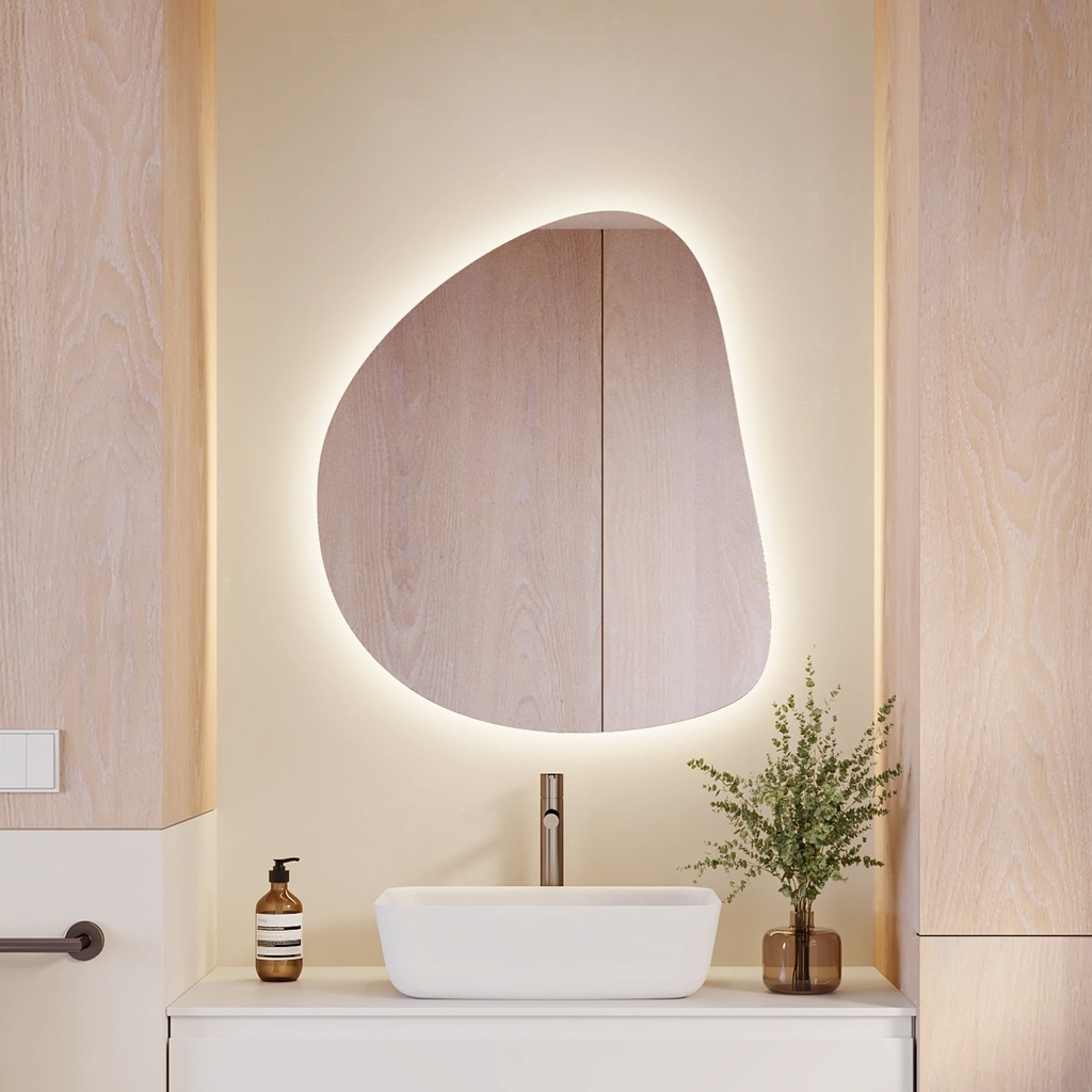 Opal Asymmetric Backlit Mirror Front