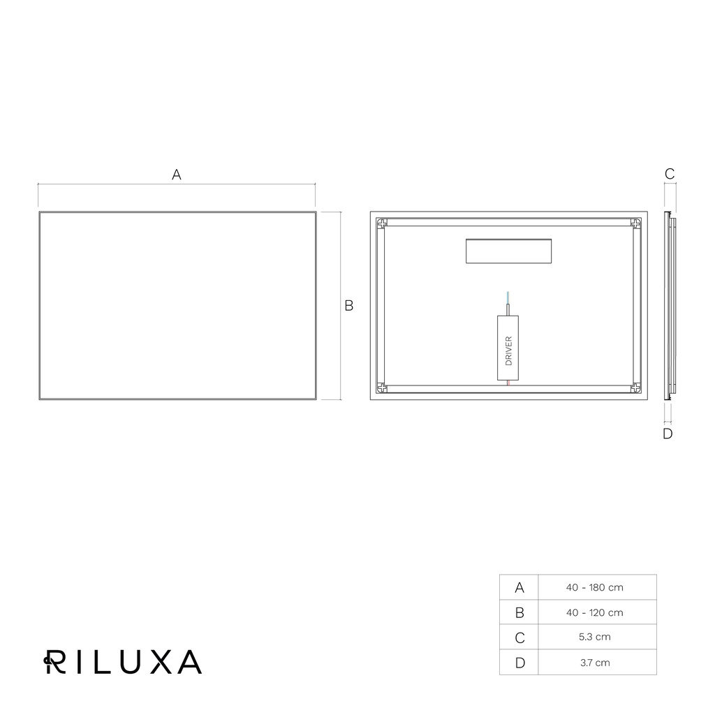 Atlas Horizontal Backlit Mirror with Black Frame TD