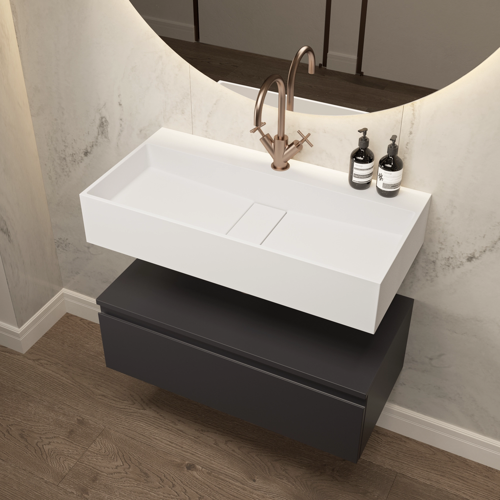 Lavatera Wall-Mounted Washbasin 80cm Side