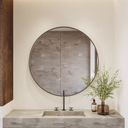 Vega Round Mirror with Black Frame Front