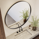 Vega Round Mirror with Black Frame Top