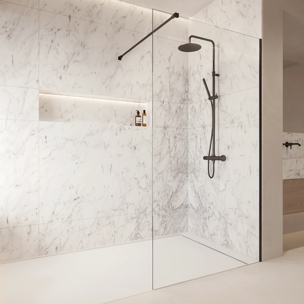 Cristal Colour Fixed Shower Screen Angle Black