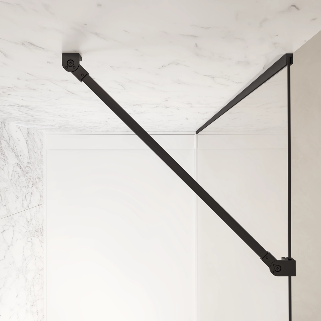 Cristal Colour Fixed Shower Screen 45 Black