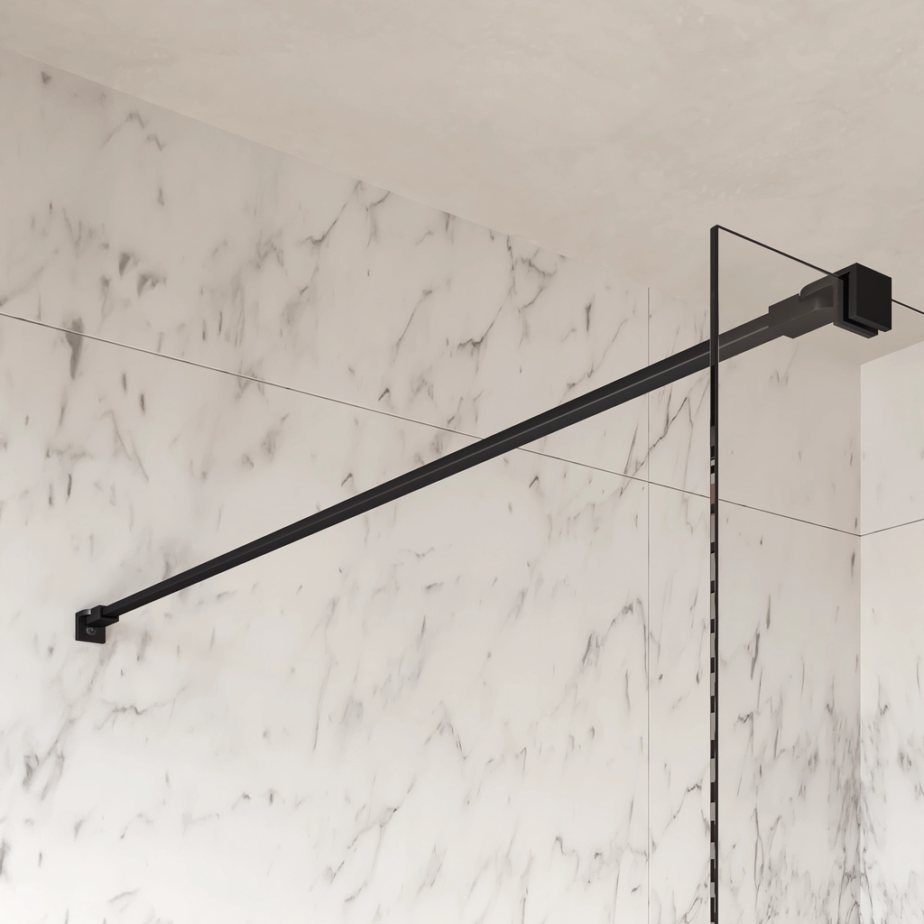 Cristal Colour Fixed Shower Screen Straight Black