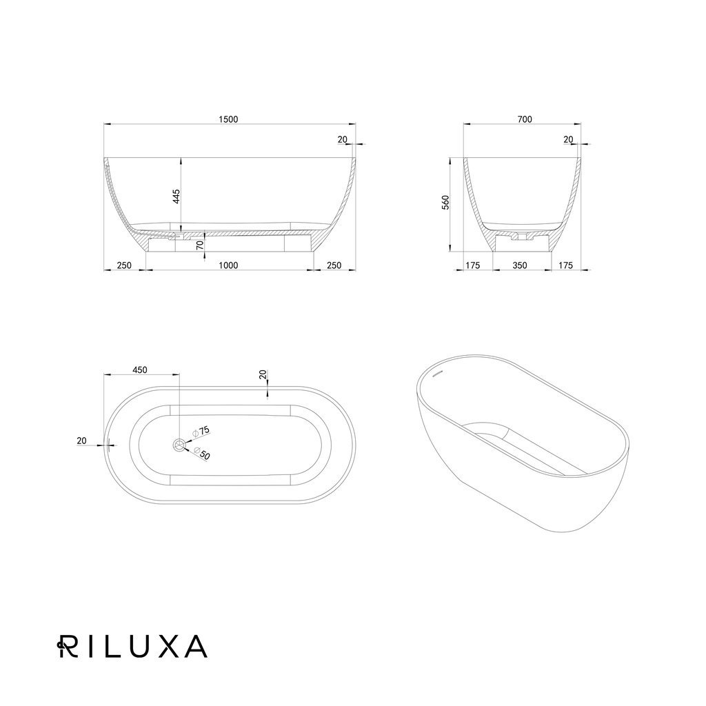 Nantes Freestanding Bathtub 150 td