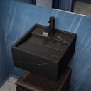 Cassiopeia Marble Wall-Hung Washbasin | Mini Size with Back Deck Nero Side