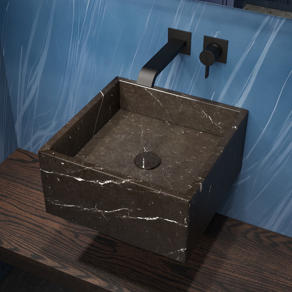 Andromeda Marble Wall-Hung Washbasin | Mini Size Nero Side
