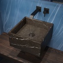 Andromeda Marble Wall-Hung Washbasin | Mini Size Nero Side